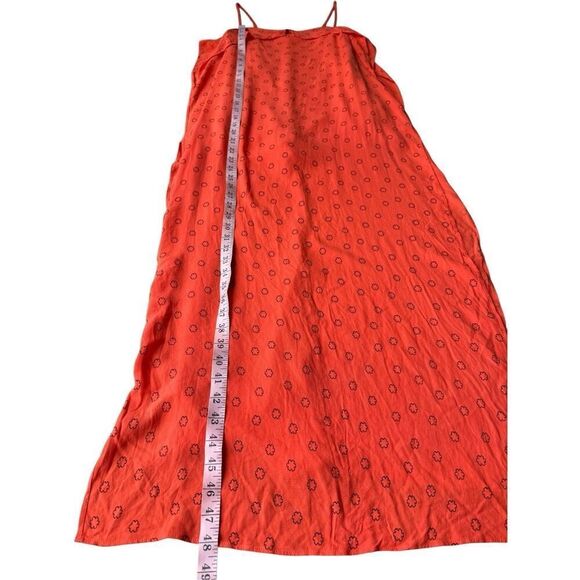 Urban Outfitters Orange Linen Ooh La La Side Slit Romper Maxi Dress Size S - Picture 10 of 11